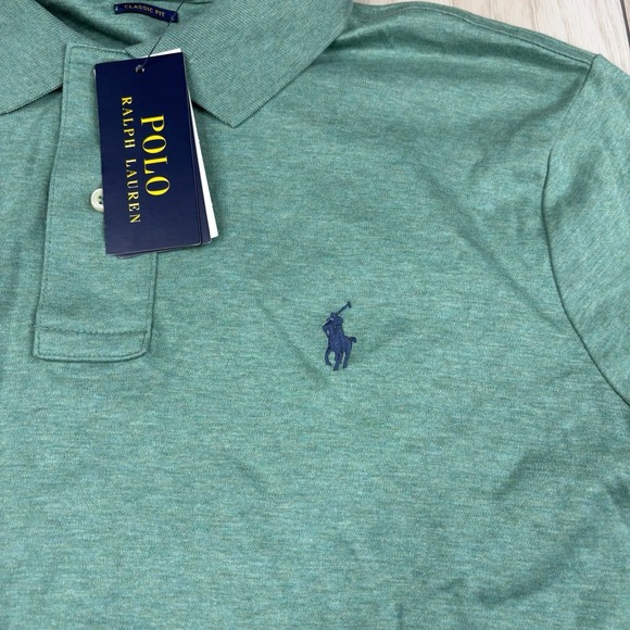 NWT Polo Ralph Lauren Cotton Polo Shirt Classic Fit Mens Size M Medium Green - Picture 4 of 16